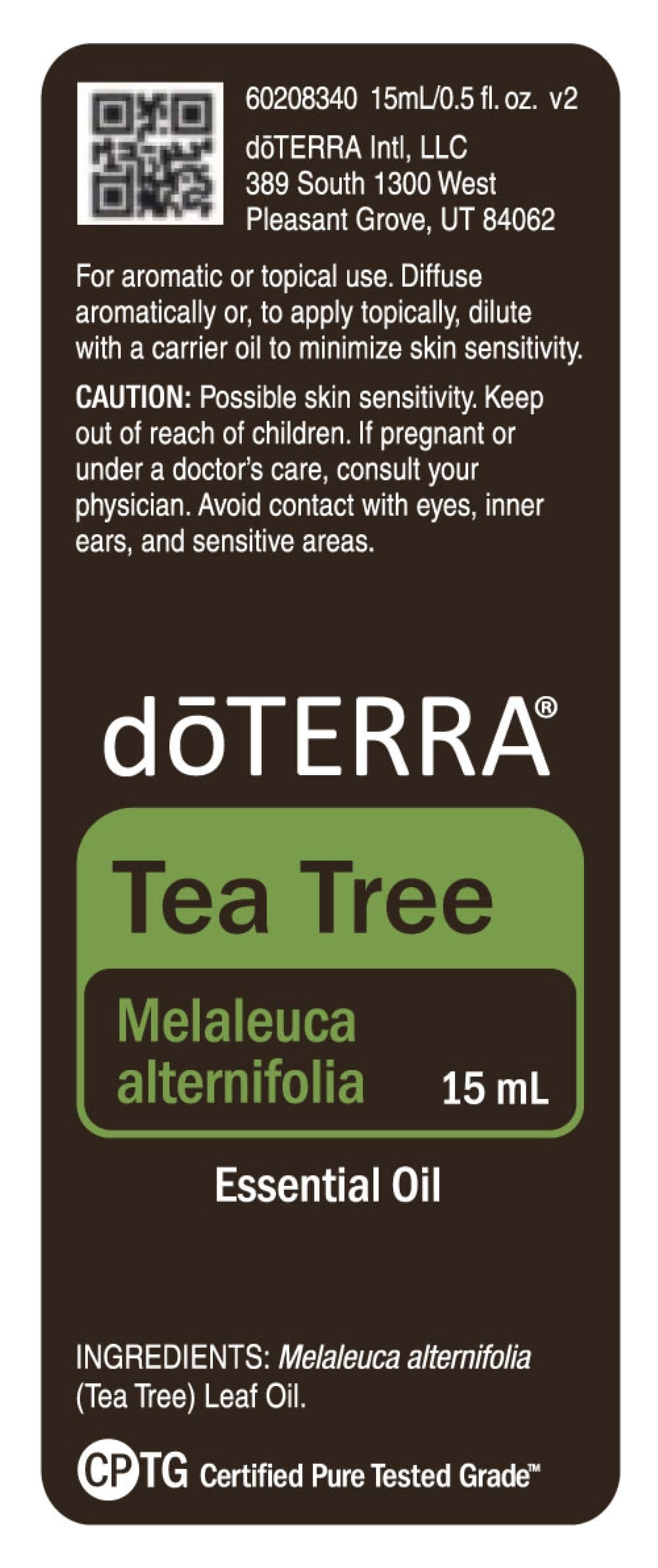 doTERRA etiqueta con indicaciones, información clara y segura