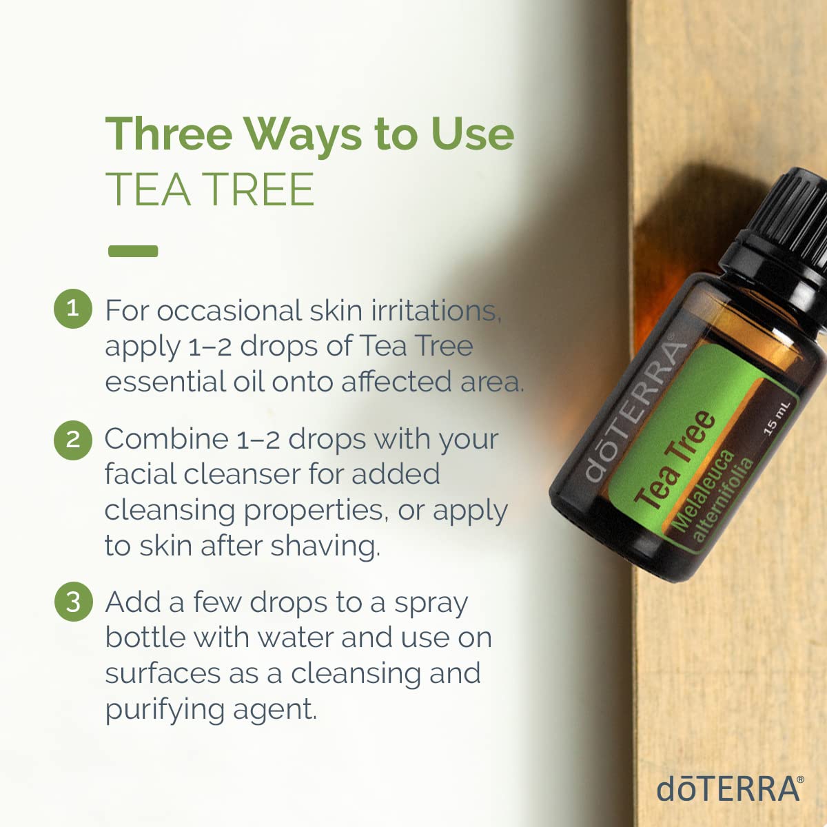 doTERRA frasco con gotero, detalle de textura para uso preciso