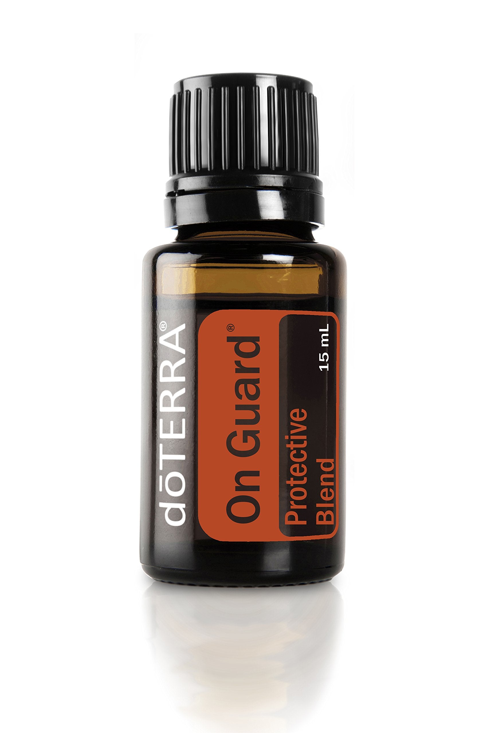 doTERRA On Guard frente del envase mostrando botella compacta y práctico formato