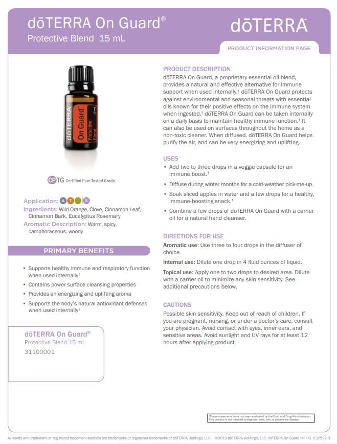 doTERRA On Guard junto a una regla para comparar tamaño y facilidad de transporte