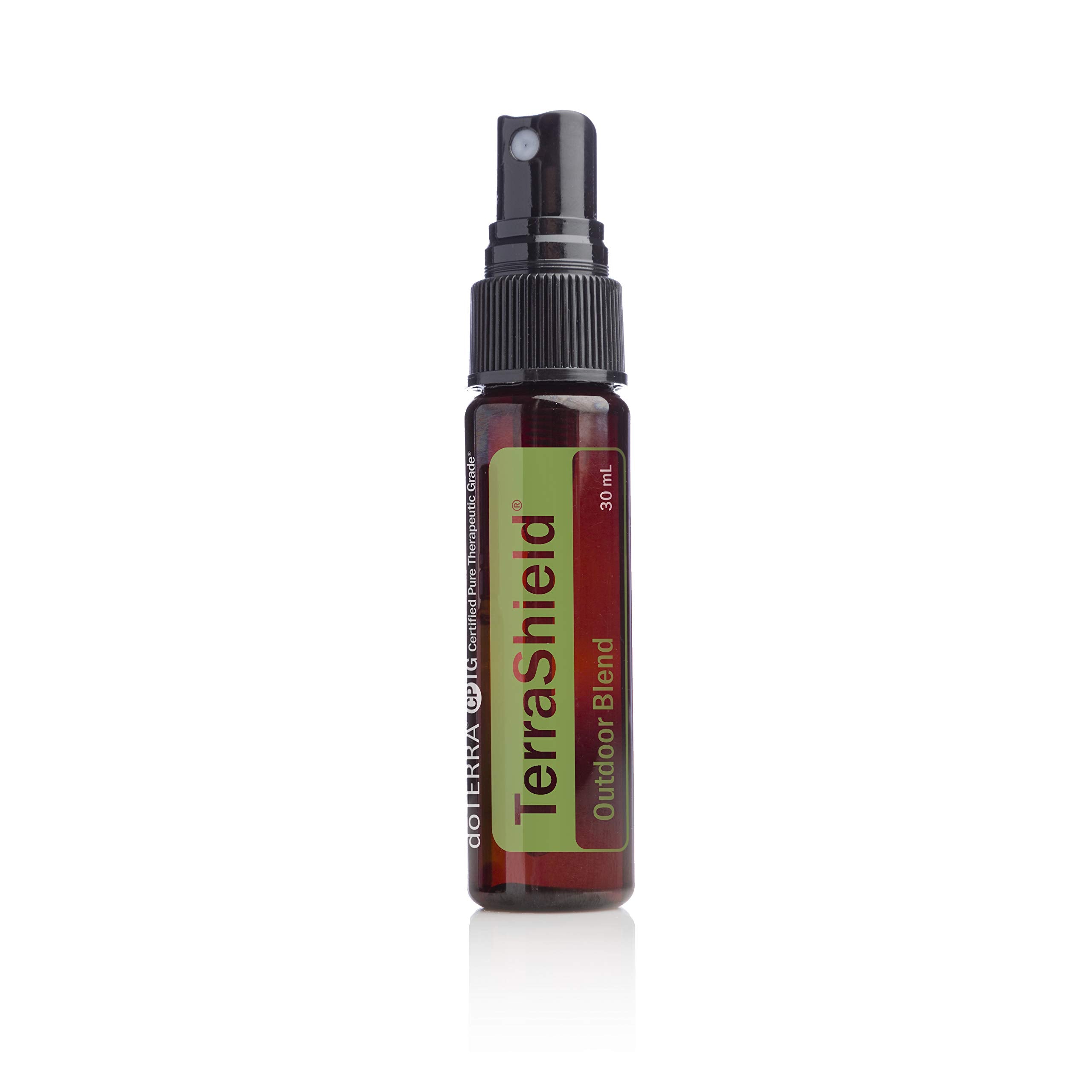 doTERRA TerraShield frontal del envase 30 ml mostrando etiqueta y tamaño portátil