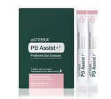 doTERRA envase frontal del producto mostrando sobres y beneficio de apoyo digestivo