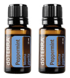 doTERRA frentes de pack mostrando dos frascos, almacenamiento fácil