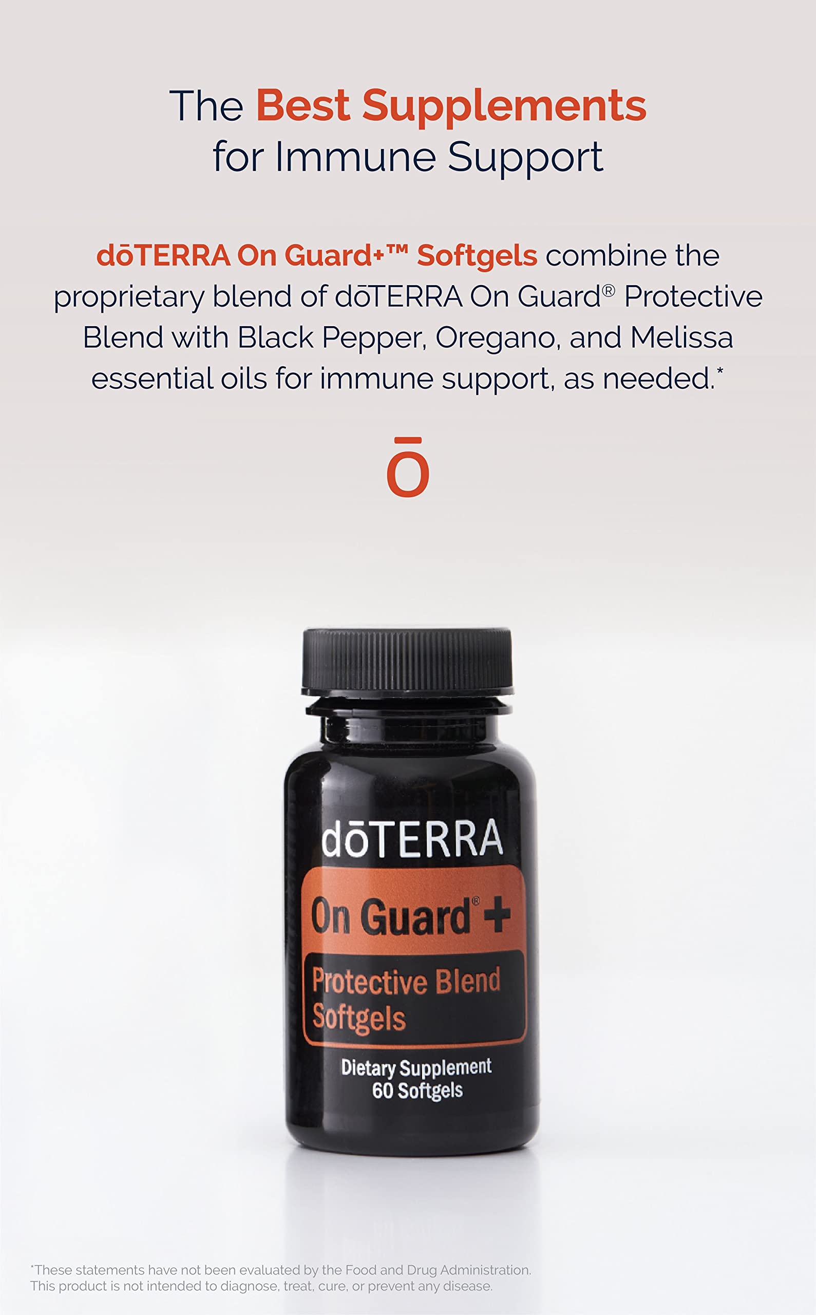 doTERRA On Guard+ cápsula en primer plano, muestra textura y dosificación