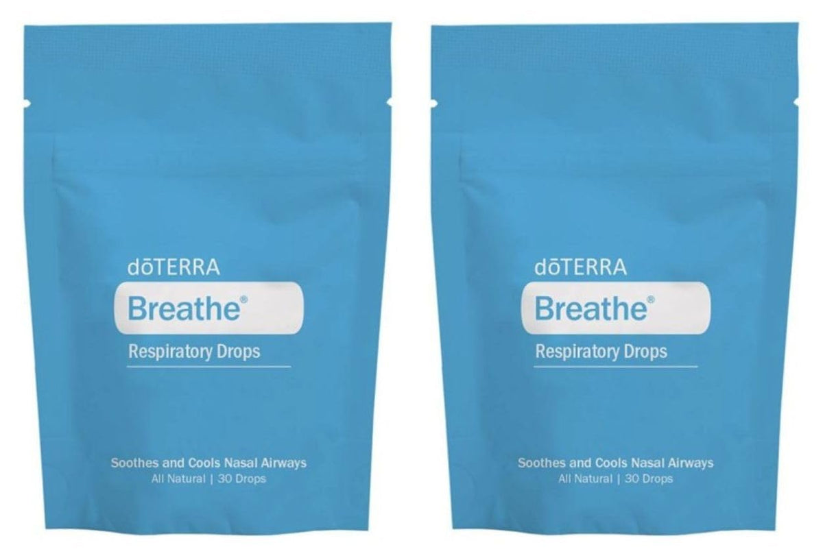 doTERRA Breathe presentación frontal mostrando paquete doble y conveniencia portátil