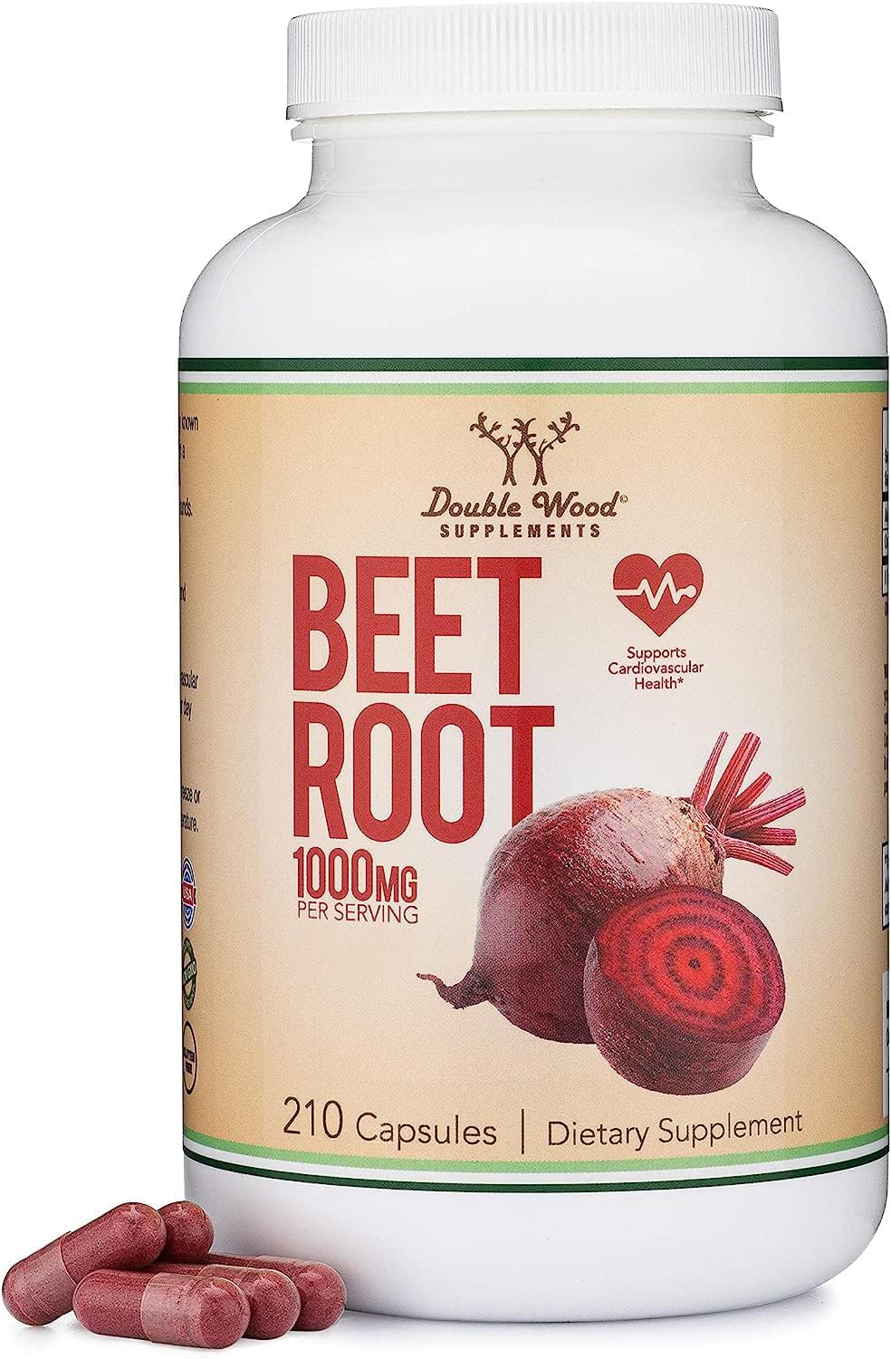 Double Wood Supplements frasco frontal mostrando el producto y beneficios