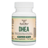 Bote de Double Wood DHEA en mano para comparar tamaño y cantidad útil
