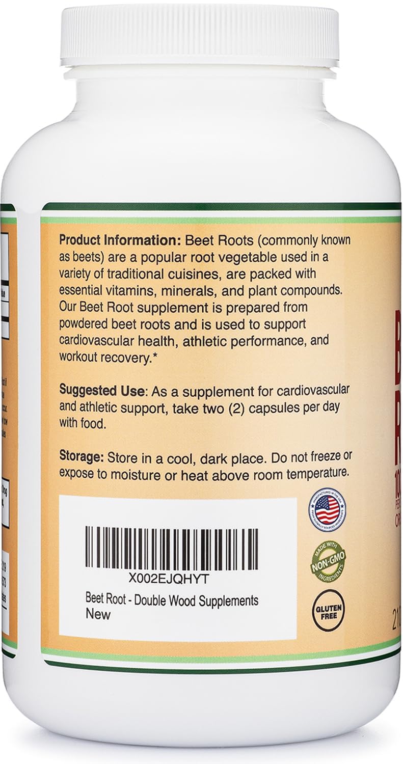Double Wood Supplements detalle de etiqueta con información y sellos de calidad