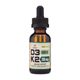 Double Wood frasco frontal mostrando etiqueta y concentrado D3 K2, claro y fiable