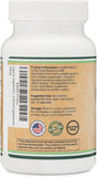 Primer plano del panel nutricional Double Wood Horny Goat Weed que muestra 20% icariinas y pureza