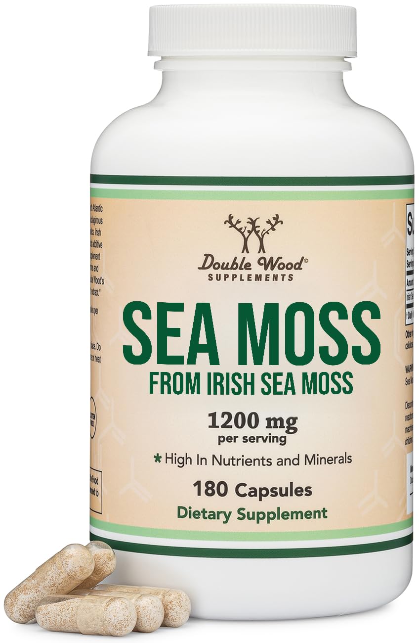 Double Wood Irish Sea Moss frontal del envase, claridad del producto y confianza