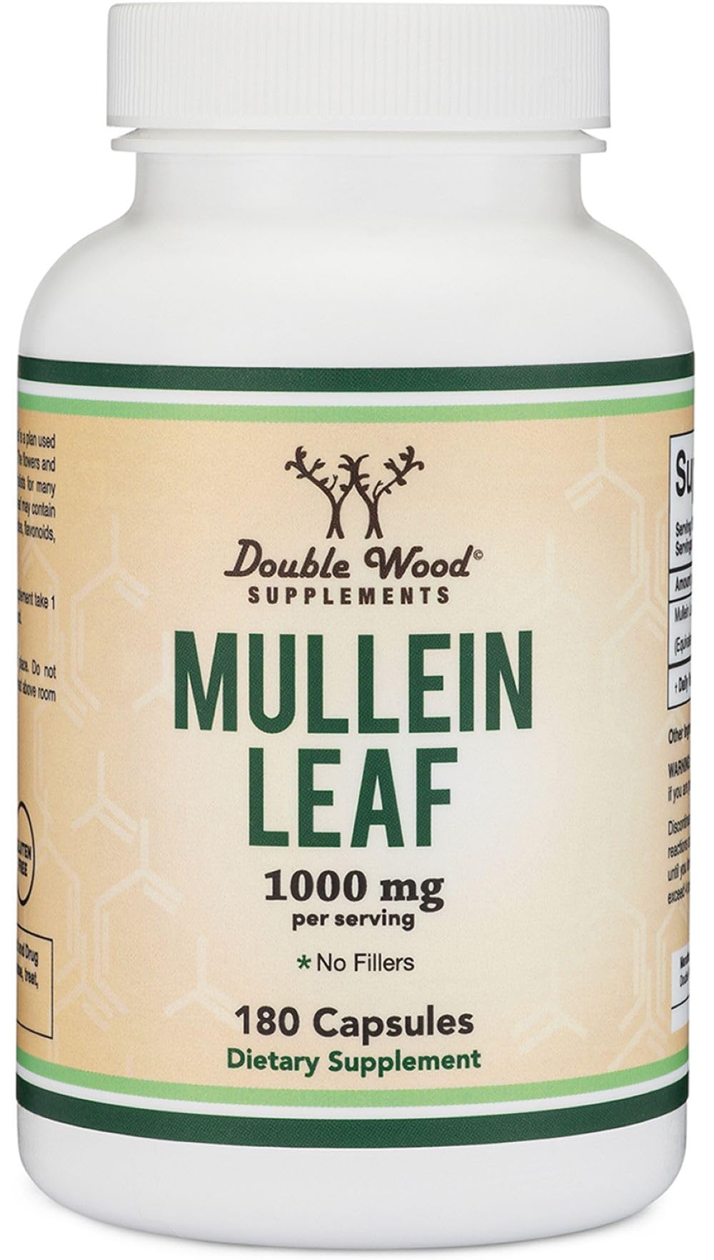 Comparación de tamaño del frasco Double Wood Mullein Leaf para visualizar cantidad