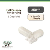 Double Wood Supplements etiqueta principal con información de pureza y GMP