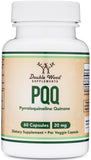 Double Wood frasco frontal mostrando 60 cápsulas y beneficio energía