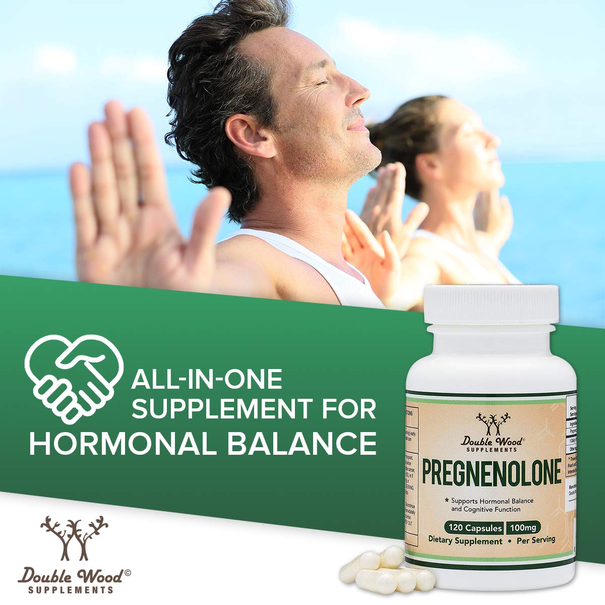 Double Wood Supplements etiqueta mostrando ingredientes y pruebas
