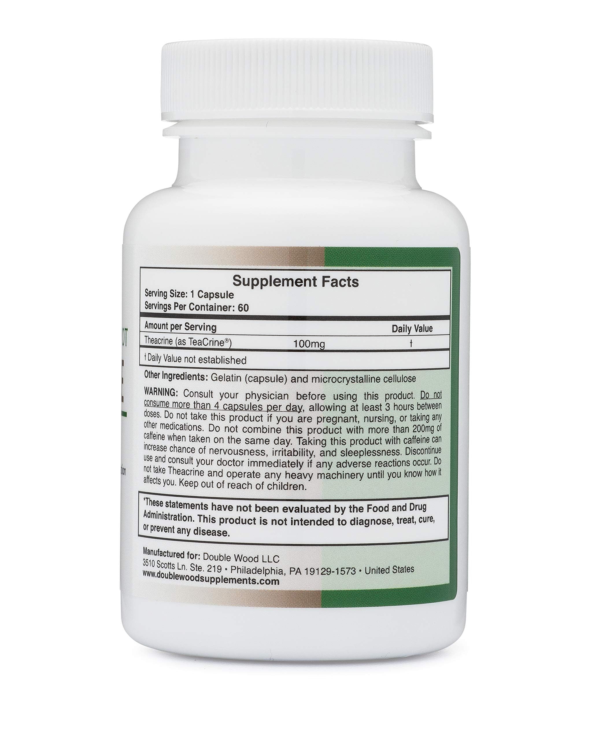 Double Wood Supplements primer plano de cápsula para apreciar textura y pureza