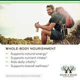 Double Wood etiqueta con información nutricional clara y origen