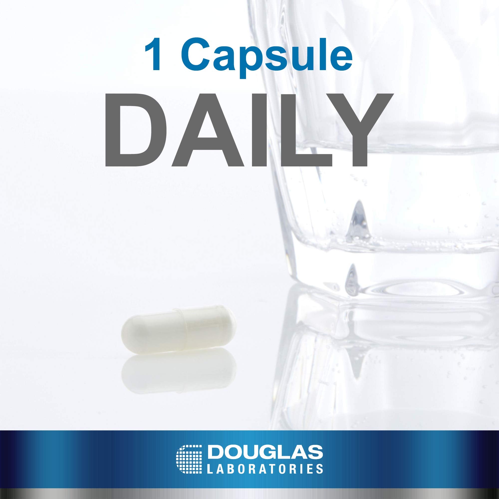 Douglas Laboratories cápsula extendida sobre fondo neutro, fácil de tragar