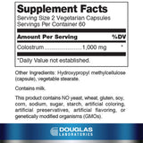 Douglas Laboratories etiqueta en primer plano con ingredientes y origen