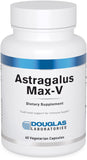 Douglas Laboratories frasco frontal de Astragalus Max-V mostrando la etiqueta y beneficios