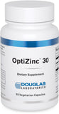 Douglas Laboratories envase Opti Zinc 30 mg mostrando la etiqueta y beneficio claro