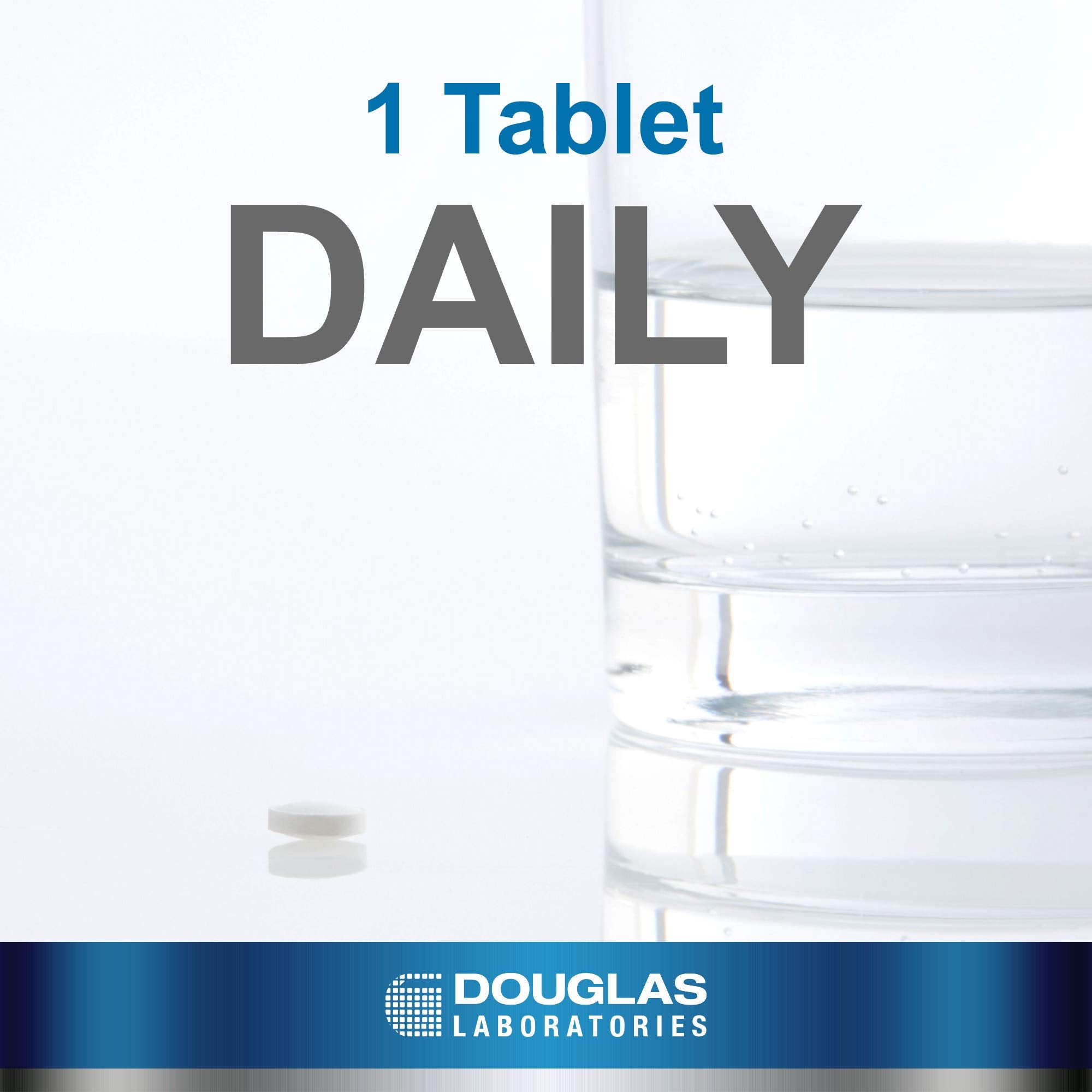 Douglas Laboratories botella abierta con tabletas vistas desde arriba para evaluar dosis