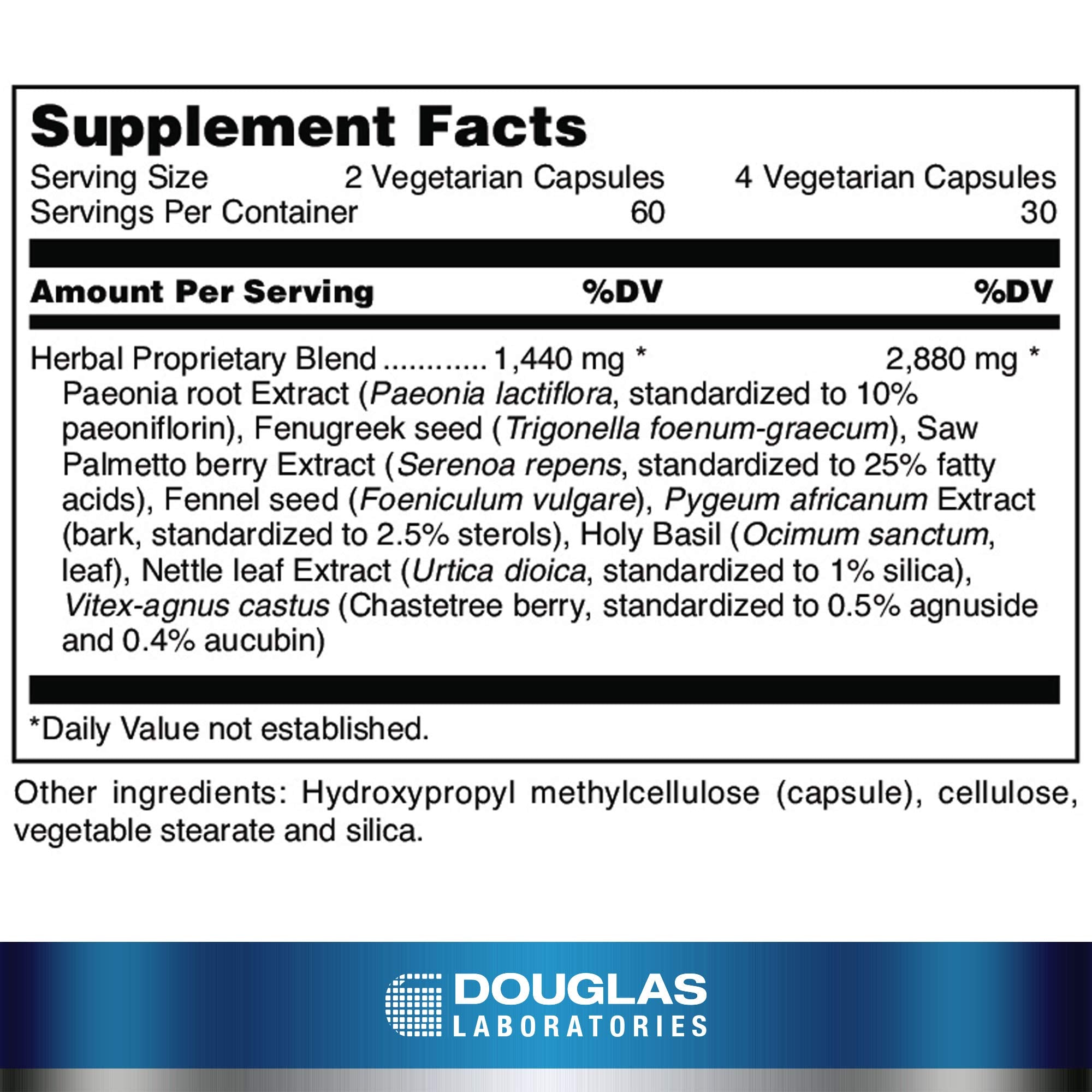 Douglas Laboratories cápsulas vegetarianas en close-up, textura fácil de tragar