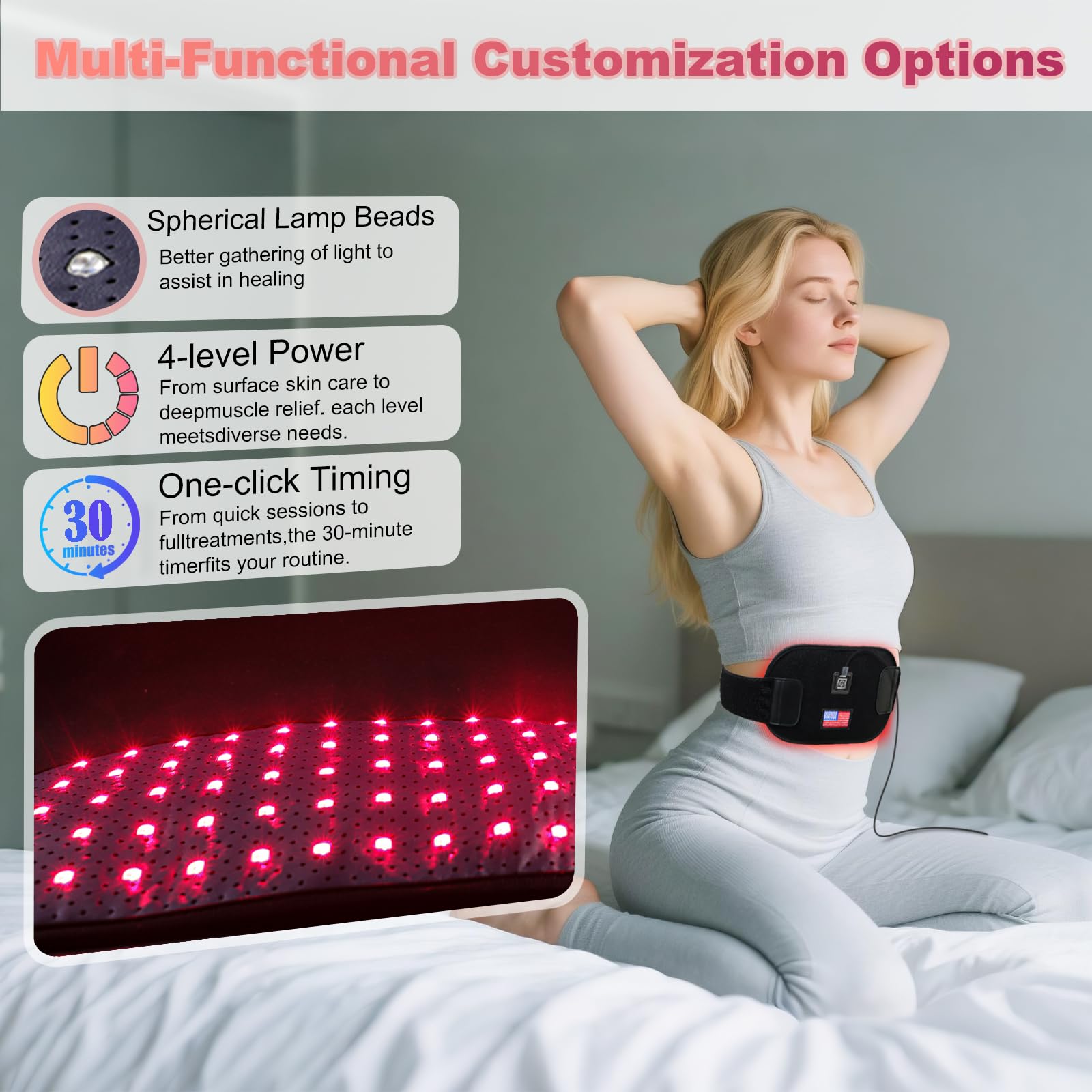 Dowceivm detalle de la matriz de 60 LEDs duales para mejor penetración
