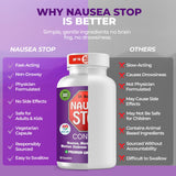 Dr. Barton's Nausea Stop etiqueta legible, ingredientes y beneficios claros