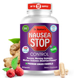 Dr. Barton's Nausea Stop vista frontal, envase compacto listo para viaje
