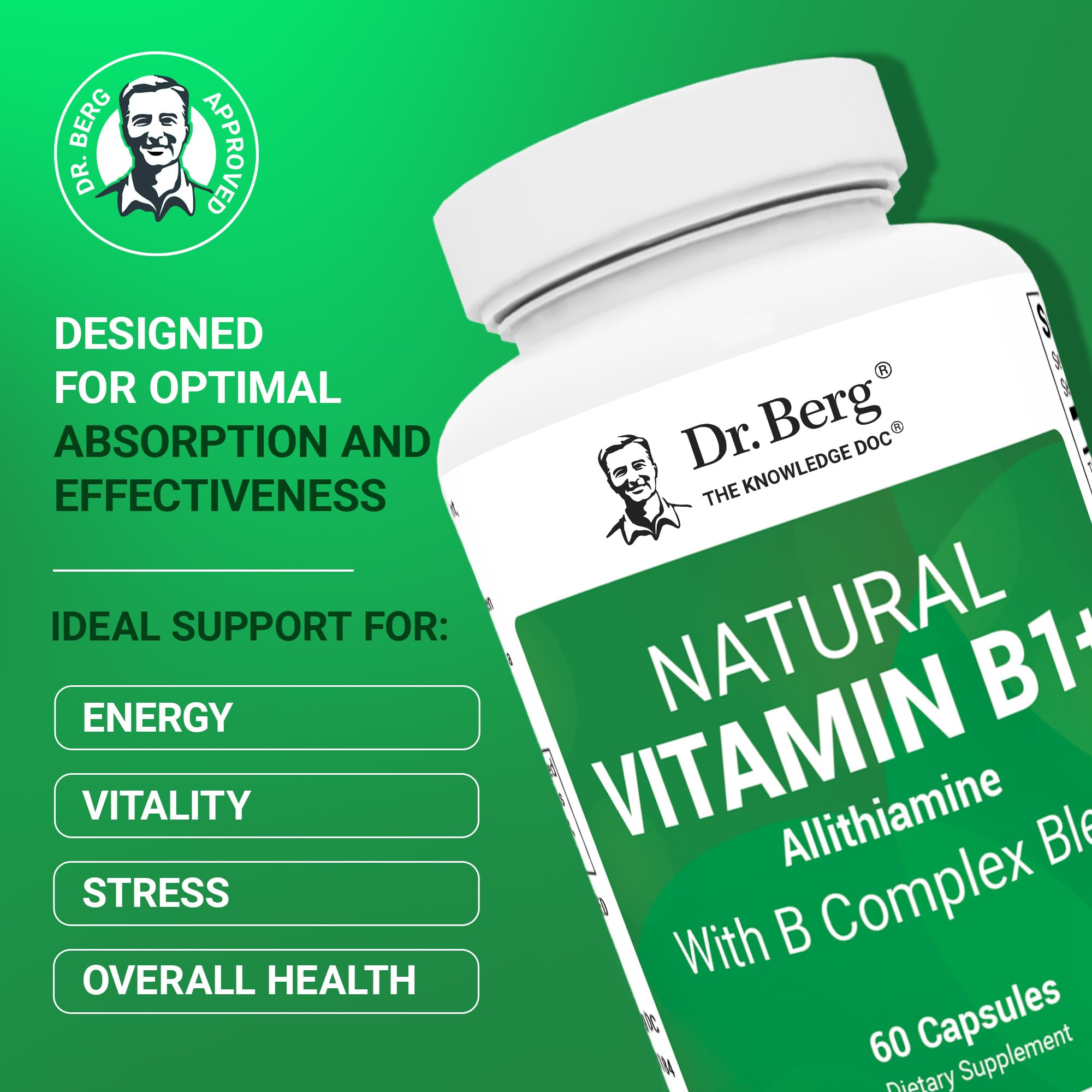 Dr. Berg etiqueta en primer plano con lista de ingredientes legible