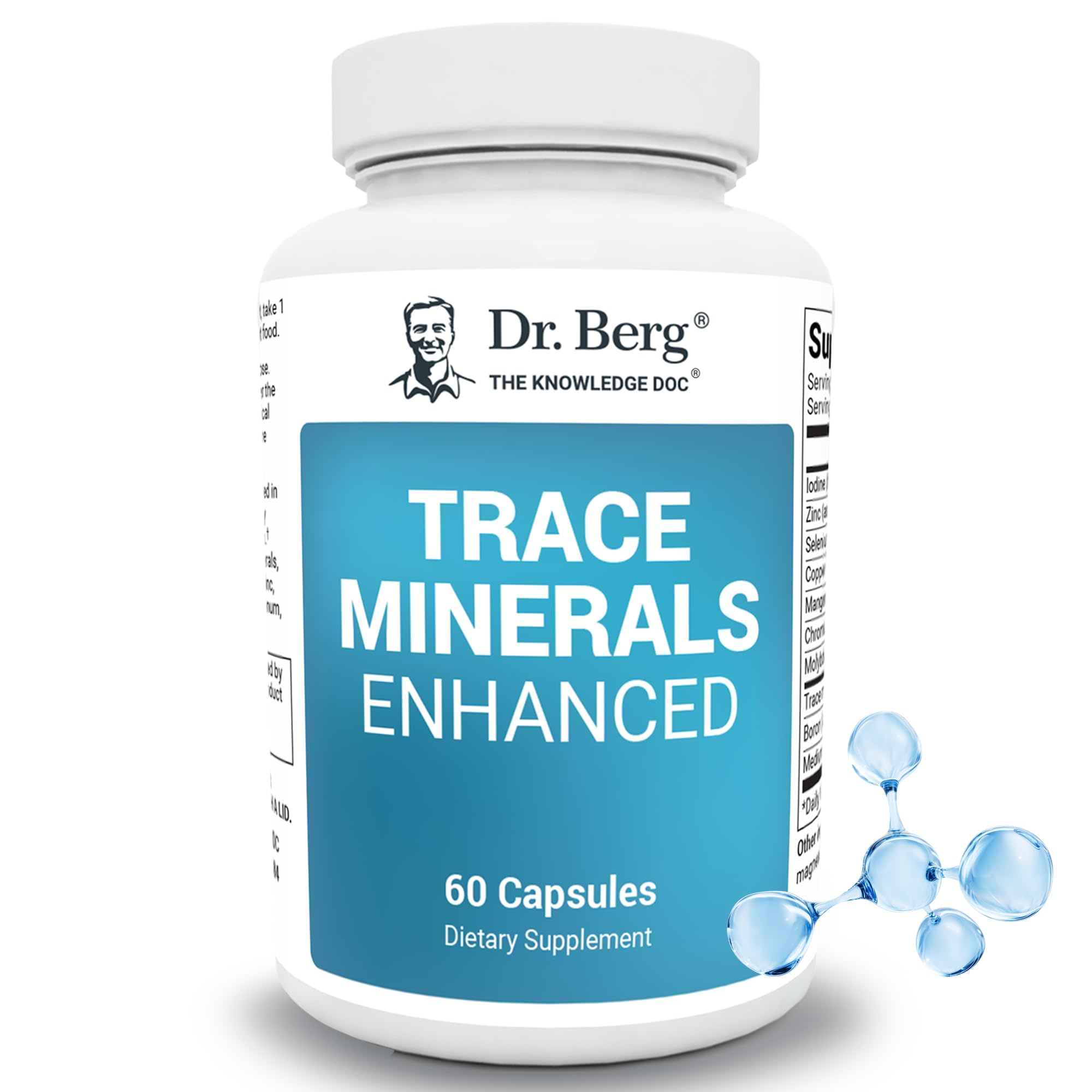 Dr. Berg envase frontal Trace Minerals mostrando diseño y cantidad 60 cápsulas