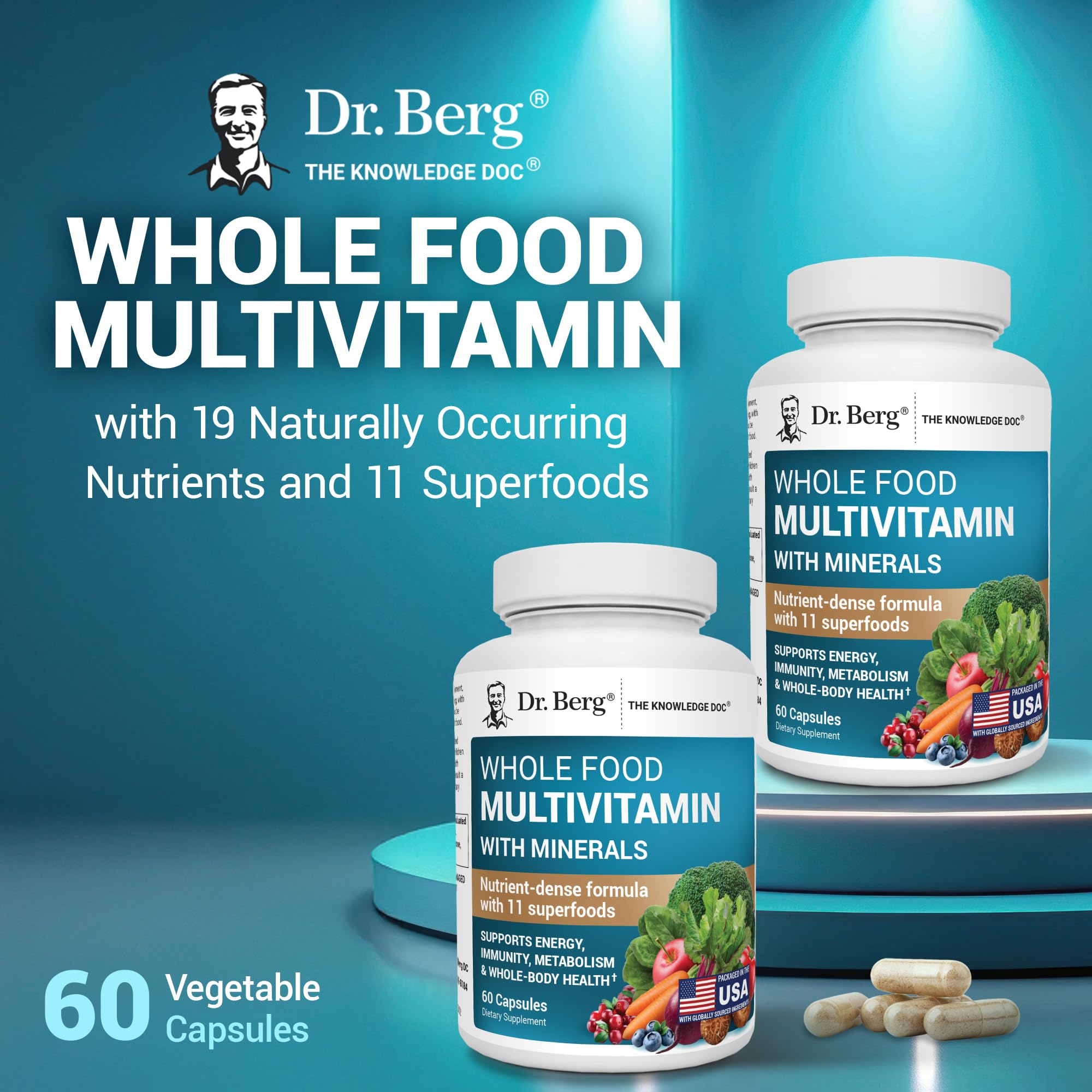 Dr. Berg etiqueta nutricional clara que muestra vitaminas y minerales