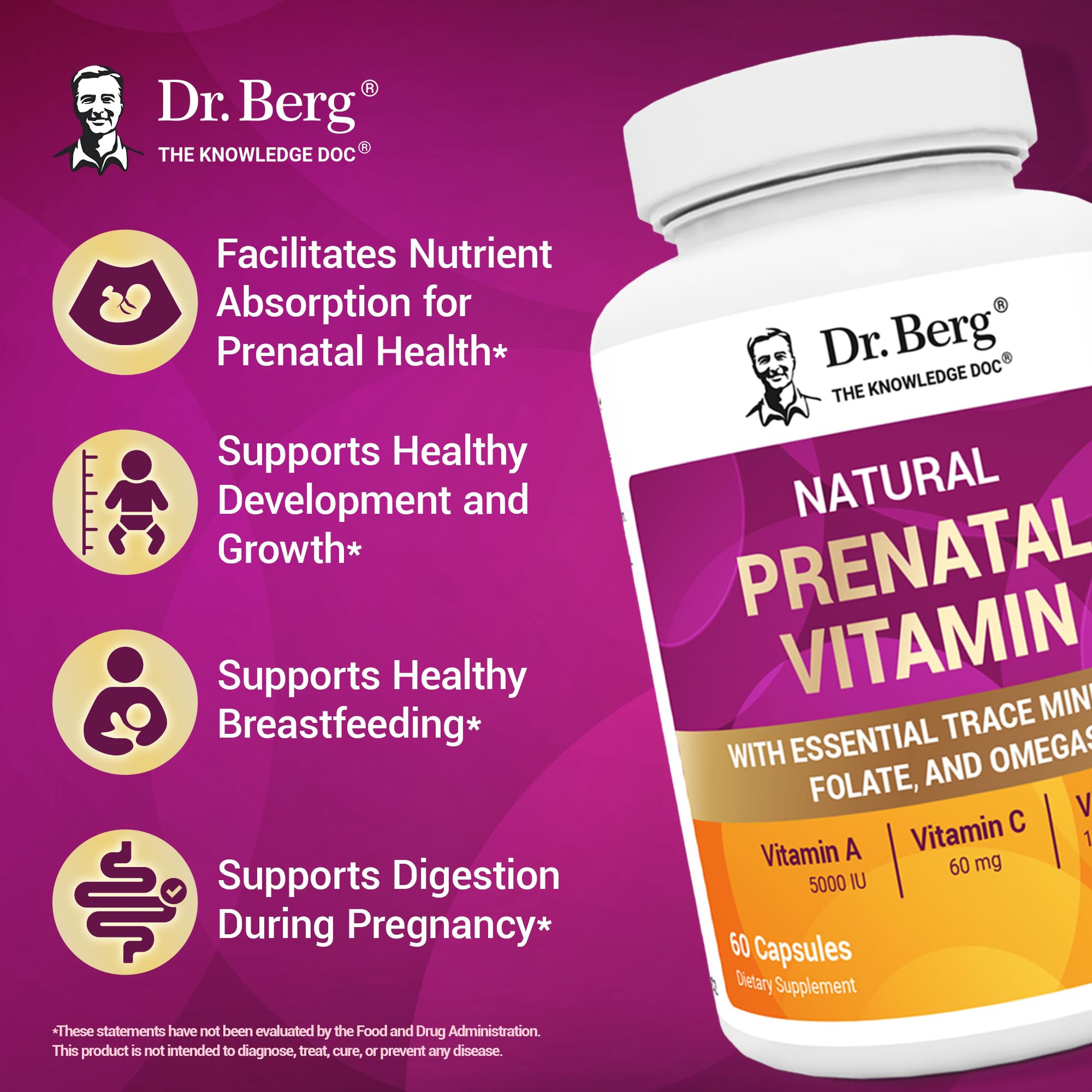Dr. Berg Nutritionals etiqueta nutricional destacando omegas y folato