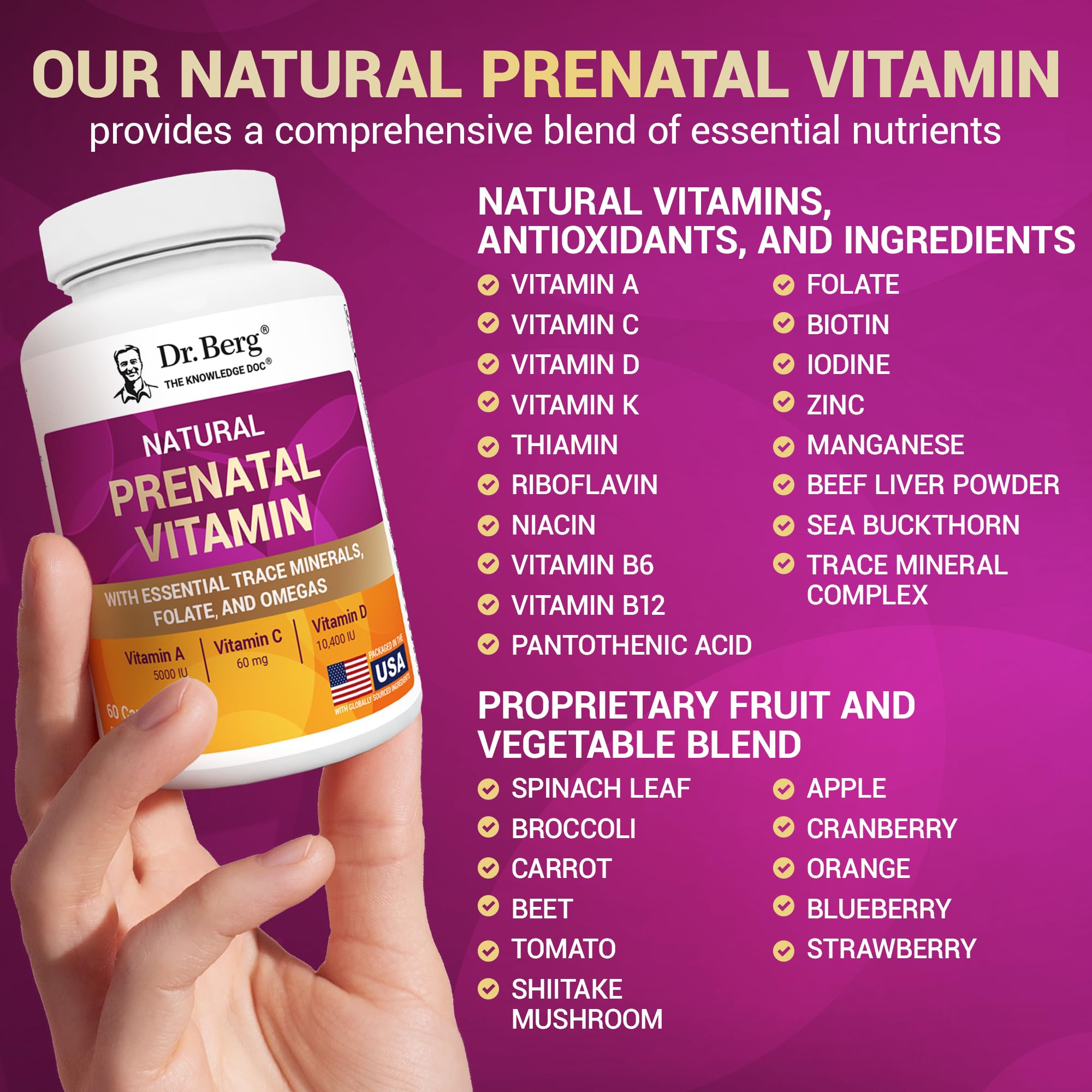 Dr. Berg Nutritionals primer plano del rótulo con instrucciones de uso claras