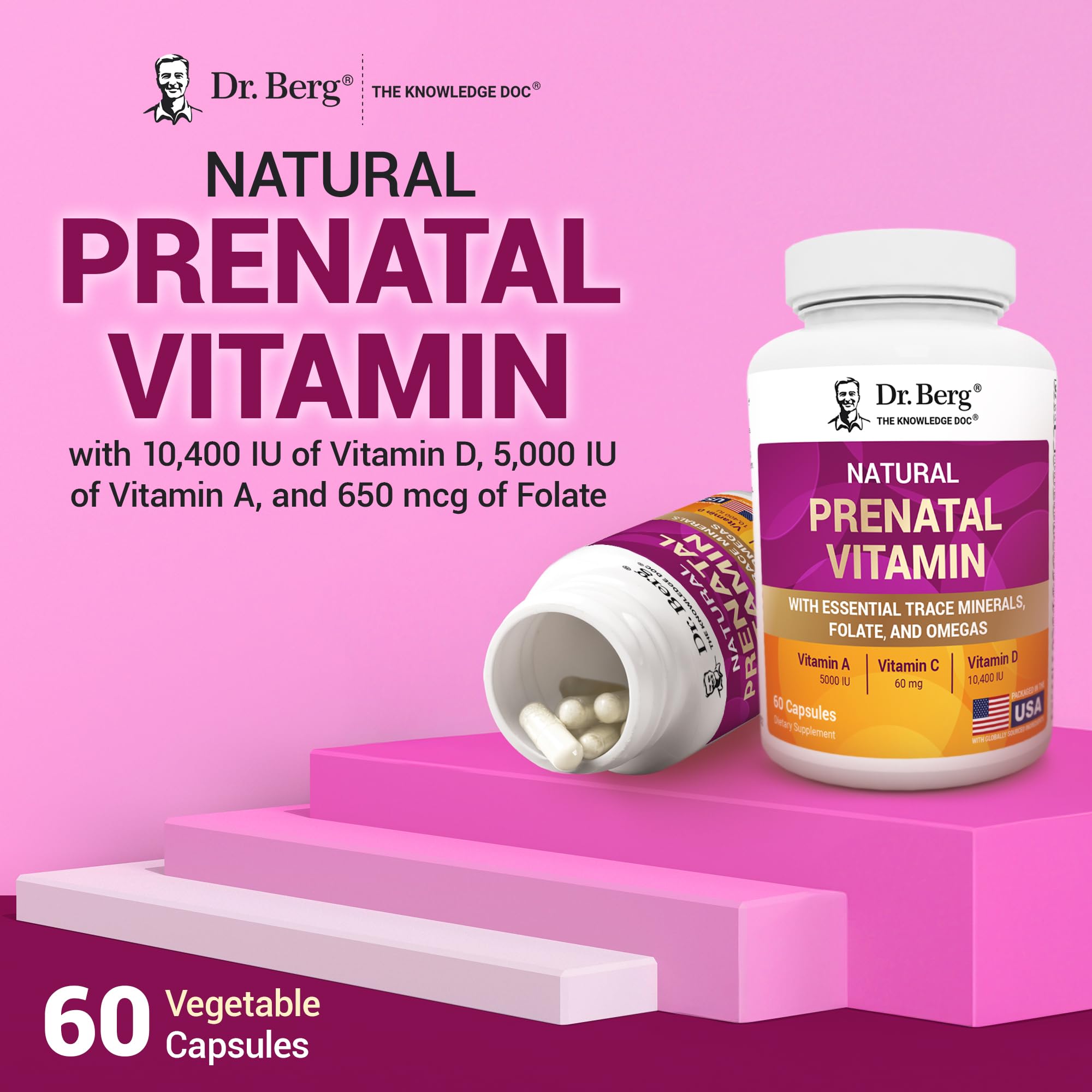 Dr. Berg Nutritionals mano sosteniendo cápsulas para visual de dosis diaria