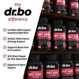 DR. BO detalle de etiqueta con ingredientes orgánicos y dosis claras