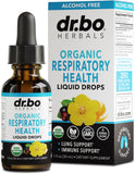 DR. BO frasco frontal de 1 oz mostrando la etiqueta orgánica y beneficio respiratorio