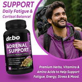 DR. BO ingredientes ashwagandha y rhodiola indicando adaptógenos naturales