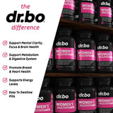 DR. BO ingredientes clave agrupados: vitaminas, magnesio y zinc