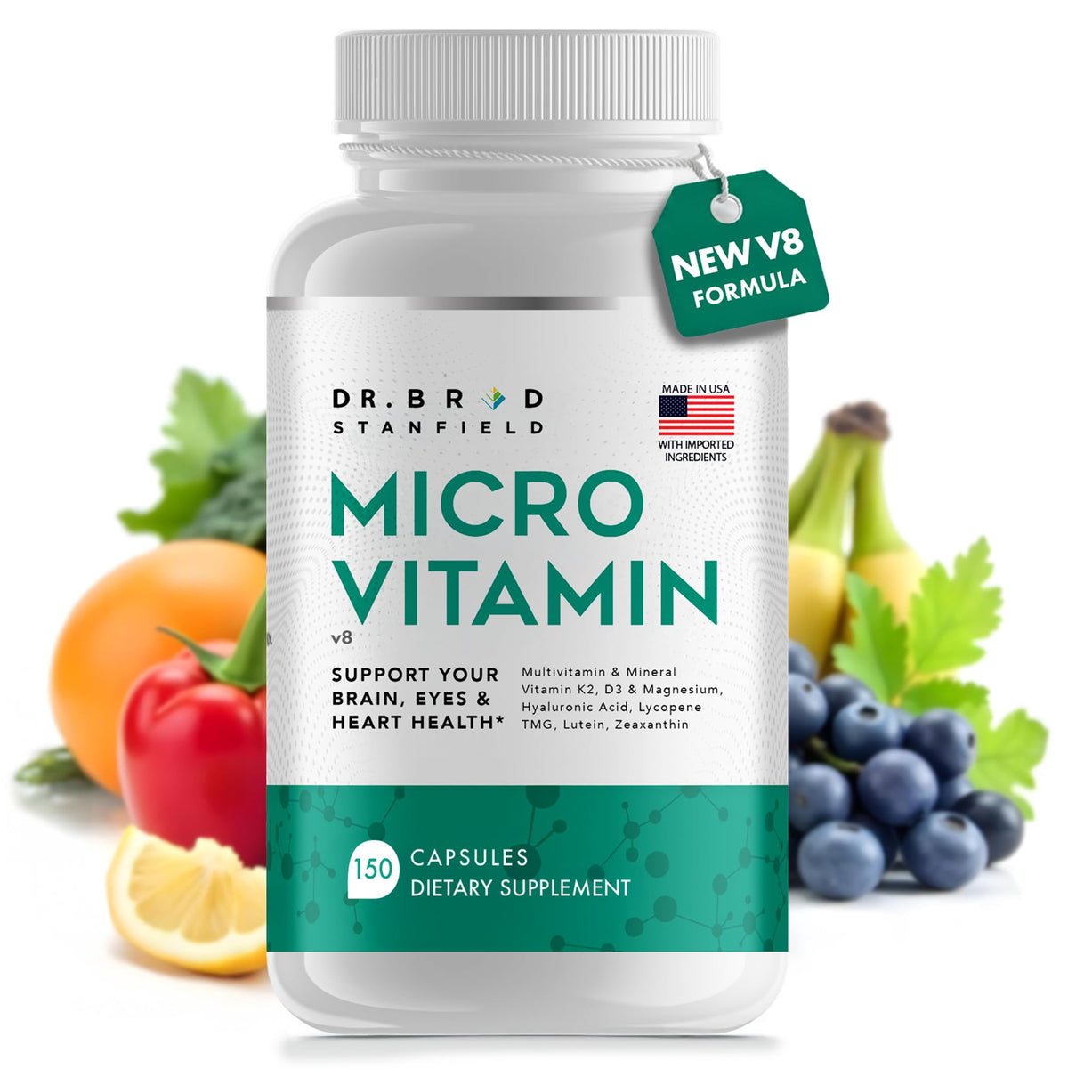 Dr Brad MicroVitamin frente del envase muestra fórmula todo en uno