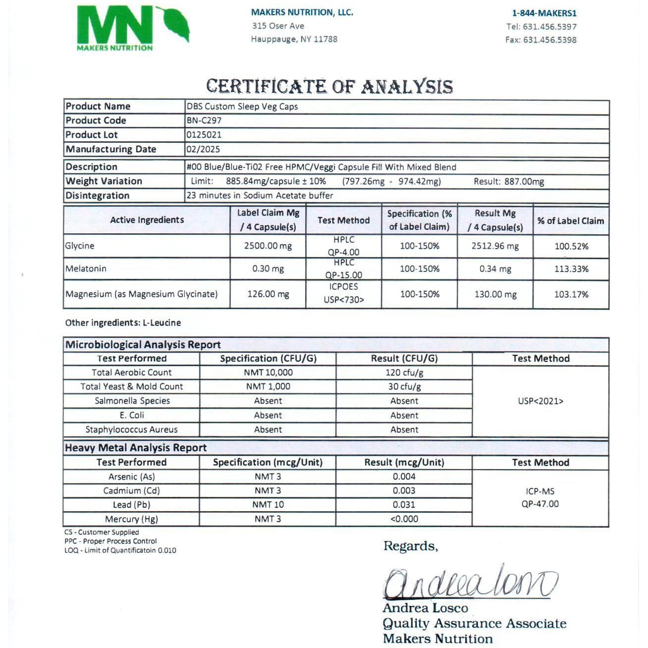 Dr Brad Stanfield etiqueta con ingredientes y certificaciones visibles