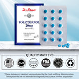 Dr. Brian etiqueta nutricional legible con información de 20 mg de policosanol por tableta