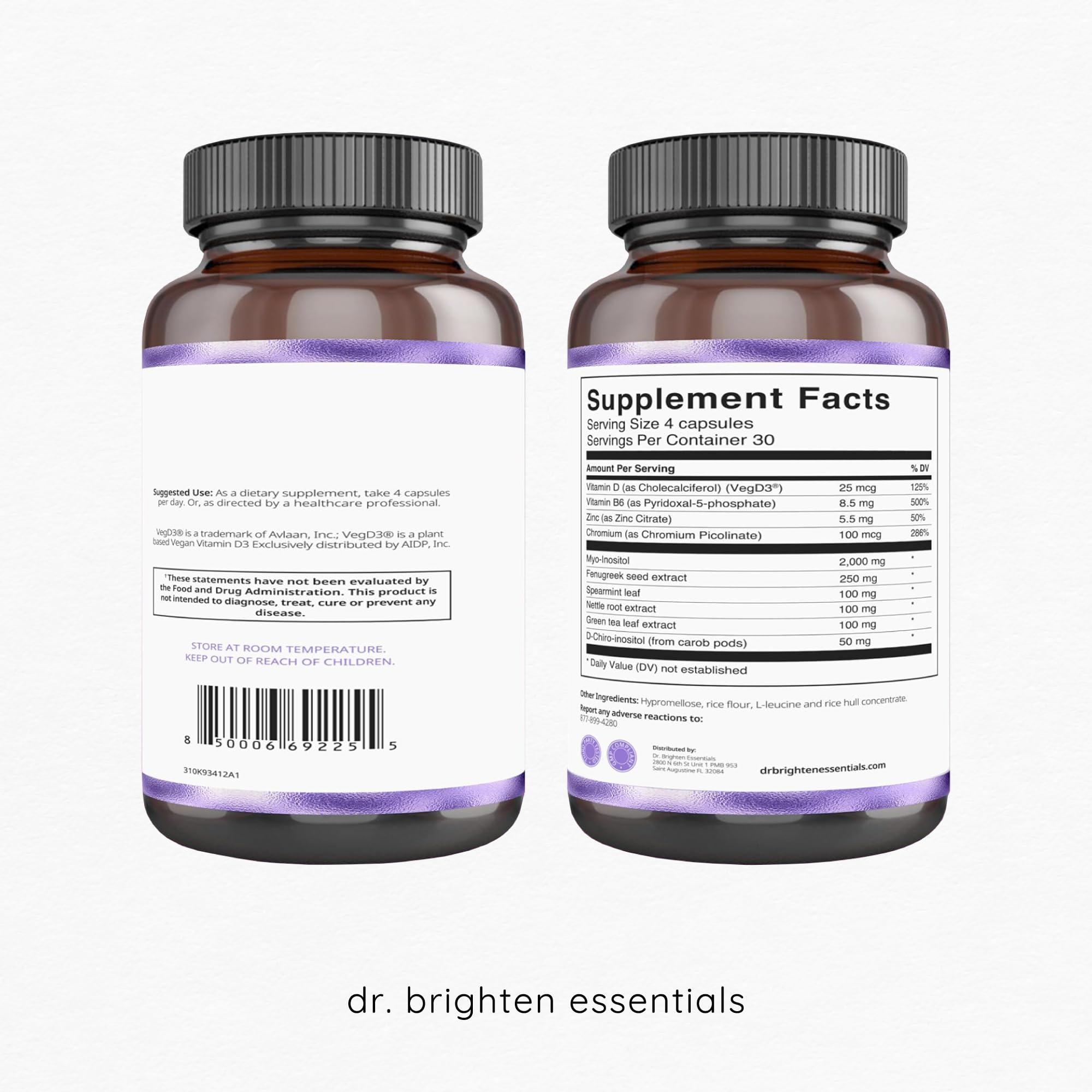 Dr. Brighten tabletas cerca para ver forma y dosificación fácil