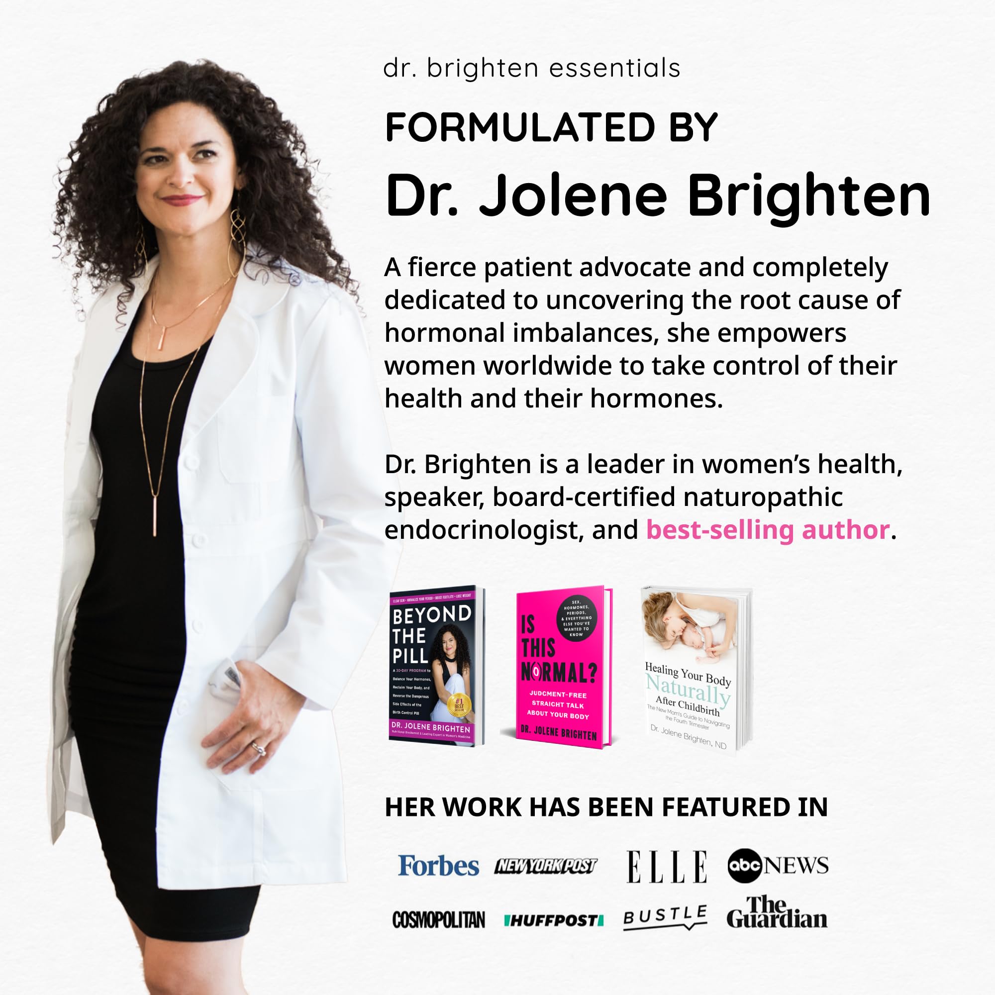 Dr. Brighten mujer peinando su cabello demostrando confianza diaria