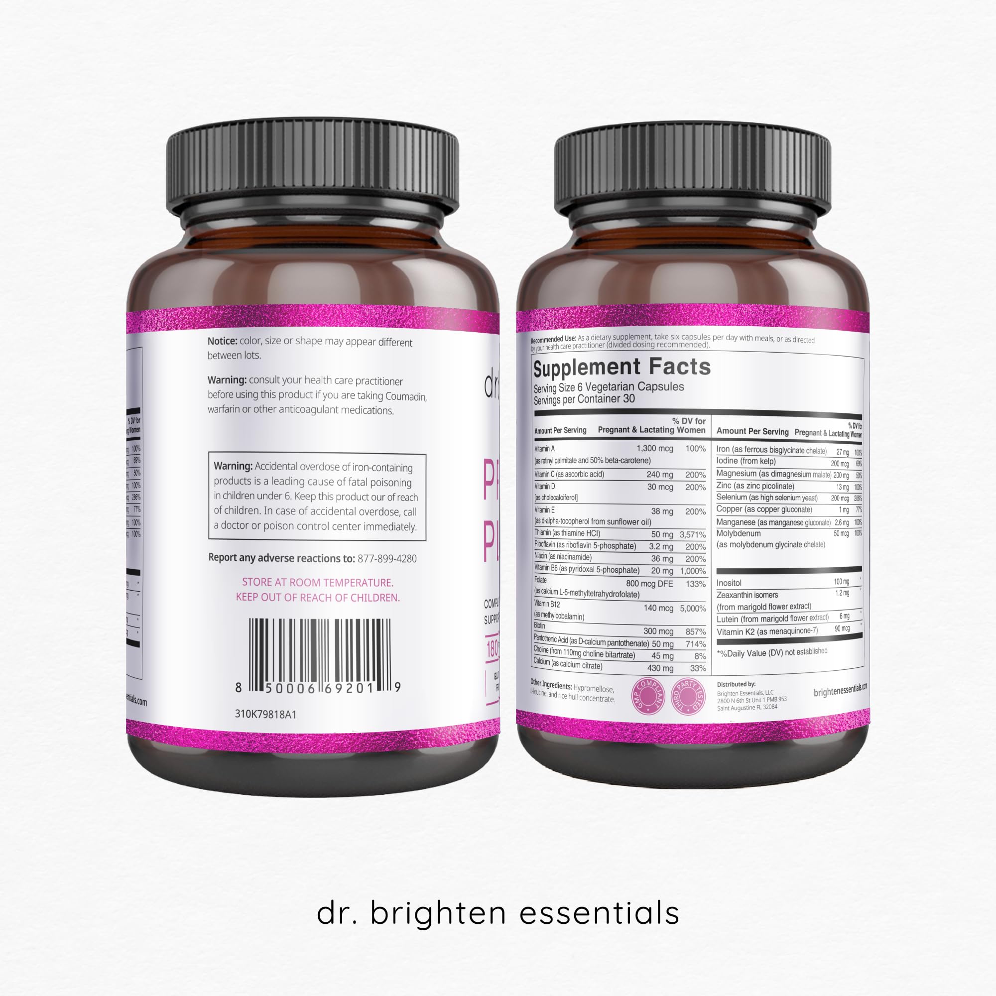 Dr. Brighten sello sostenible destacando ingredientes responsables y sin GMO