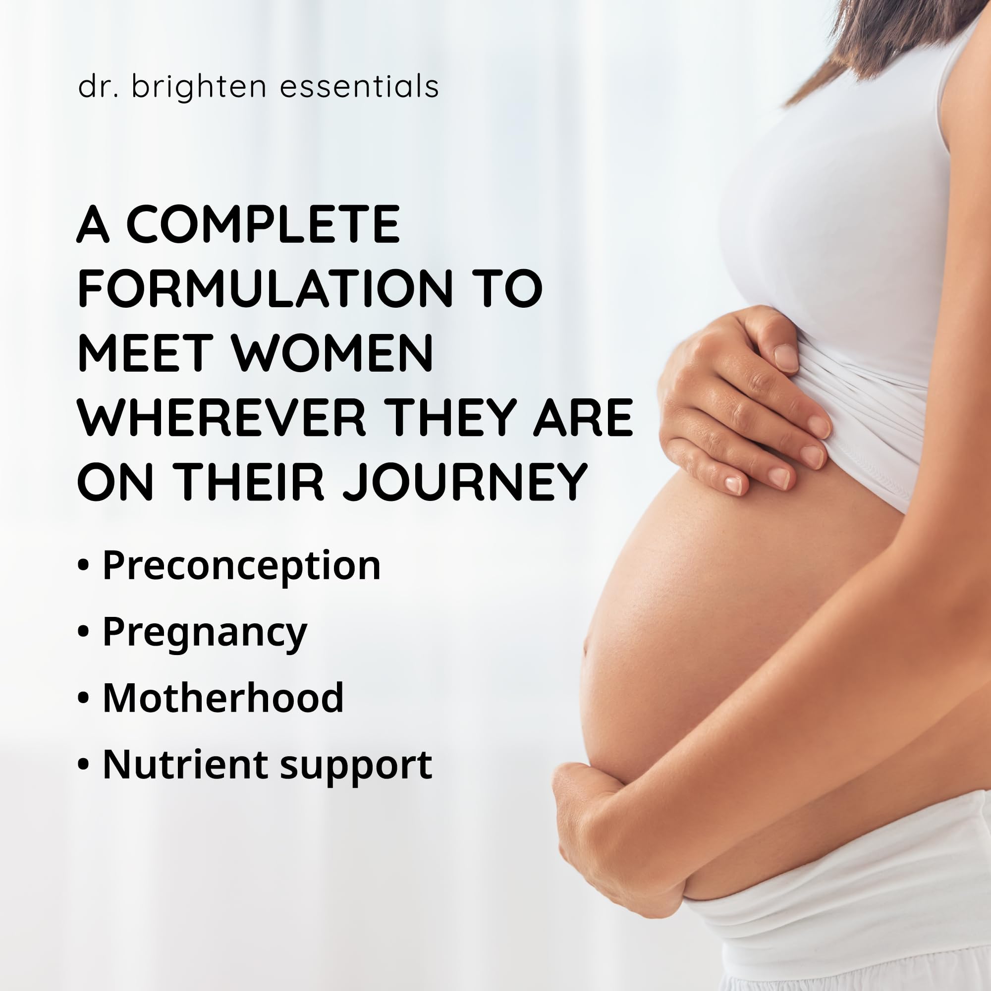 Dr. Brighten tabla de suplemento con dosis y formas activas para uso informado