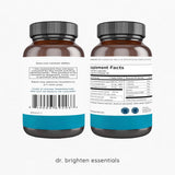 Dr. Brighten presentación en mesa con hojas para énfasis en naturalidad