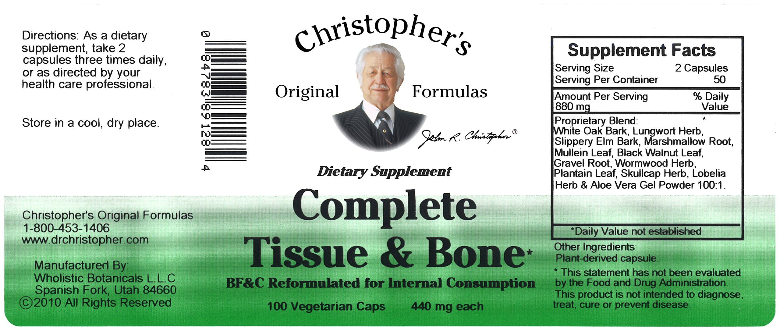 Dr. Christopher's botella en mesa de cocina para uso diario y conveniencia