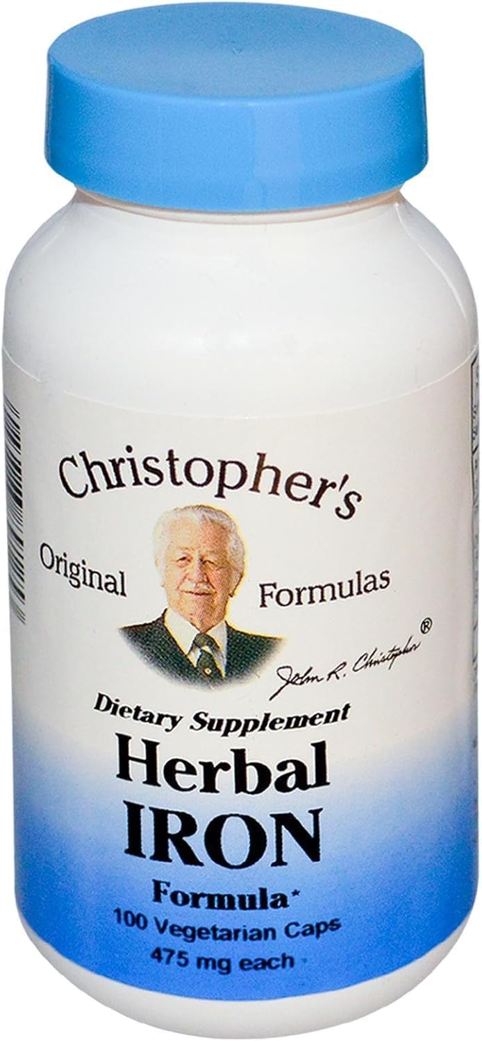 Dr. Christopher's envase frontal mostrando 100 cápsulas y ventajas vegetales